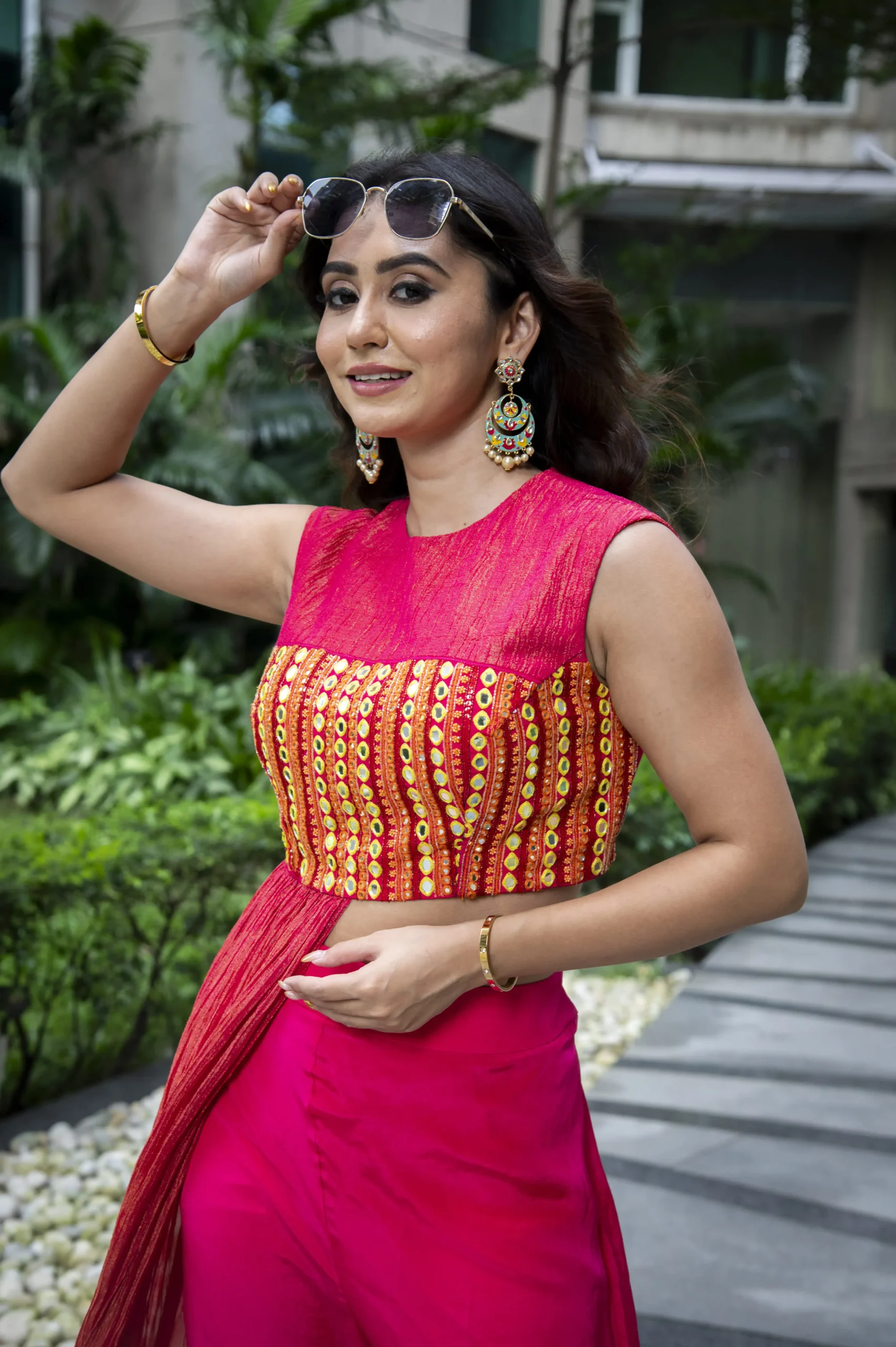 Rangmohini Orange Co-ord With Trail