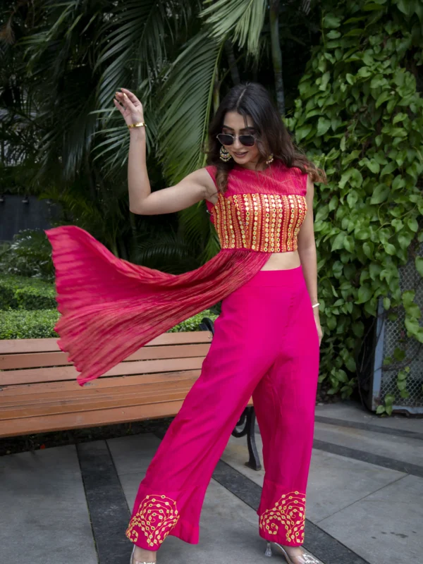 Rangmohini Orange Co-ord With Trail