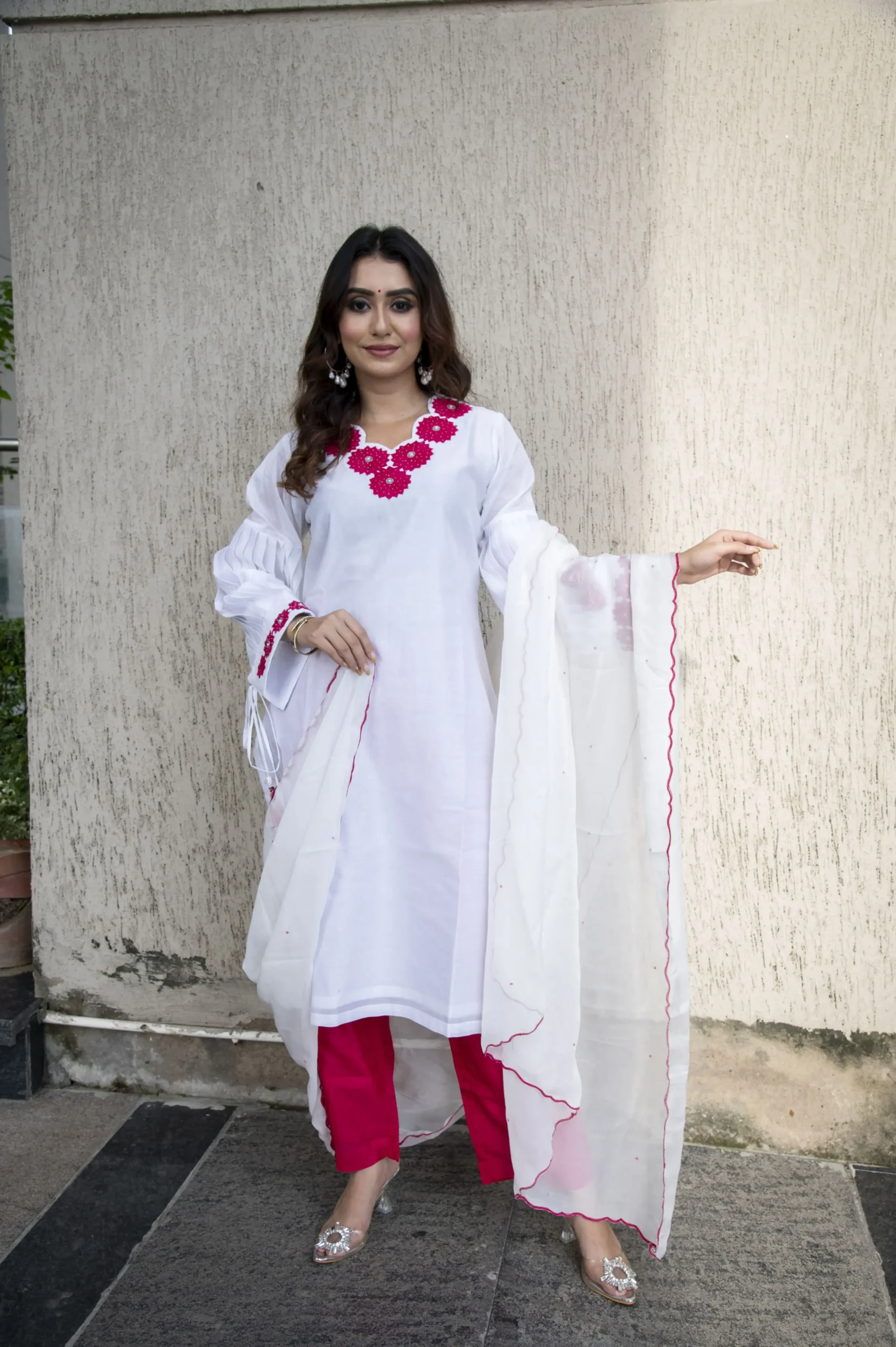 Phoolwari White Suit Set