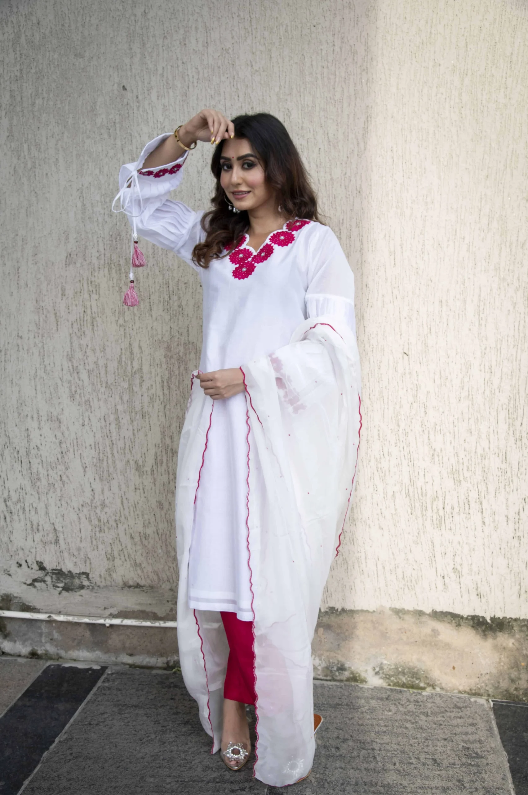 Phoolwari White Suit Set