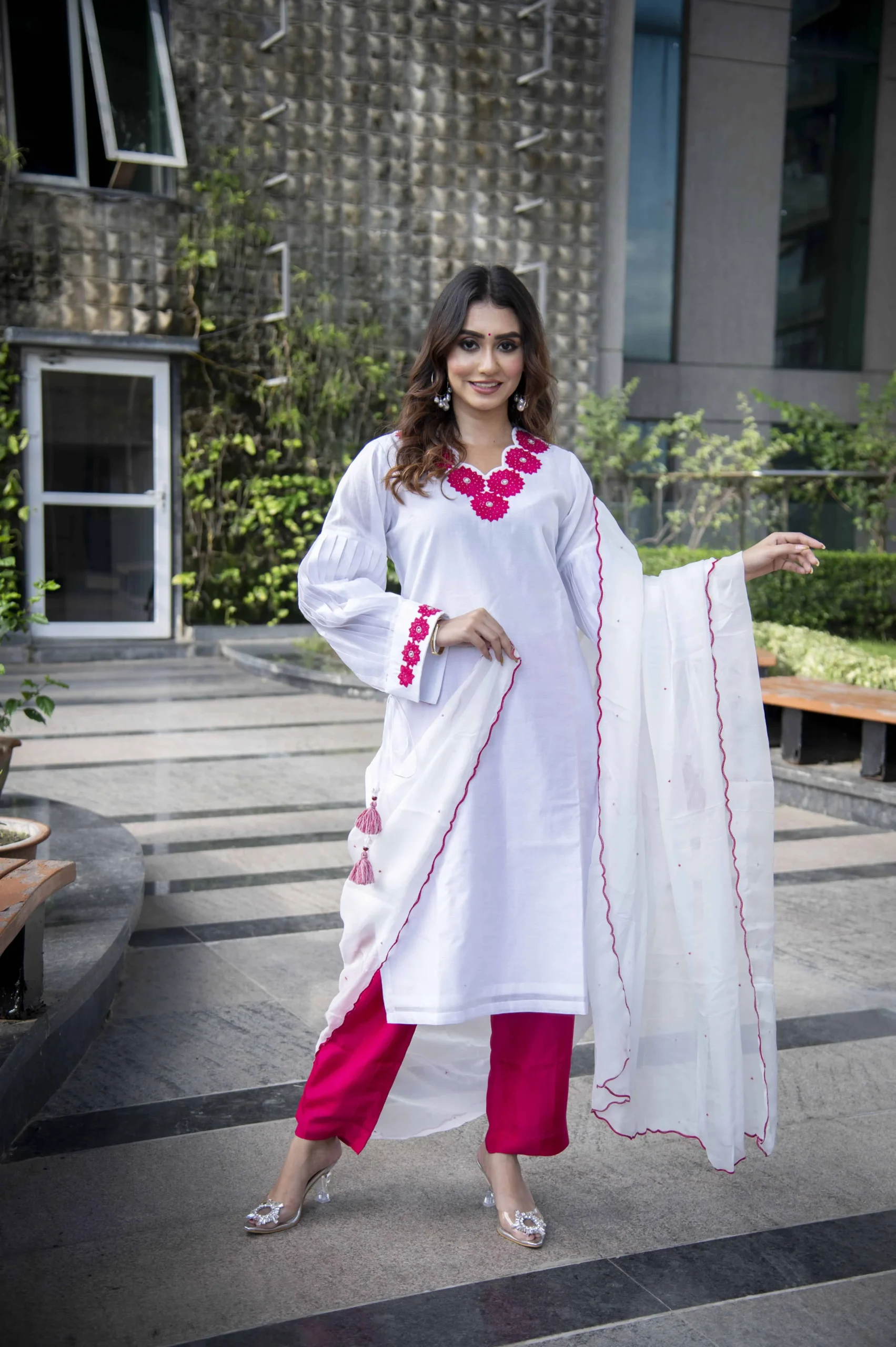 Phoolwari White Suit Set