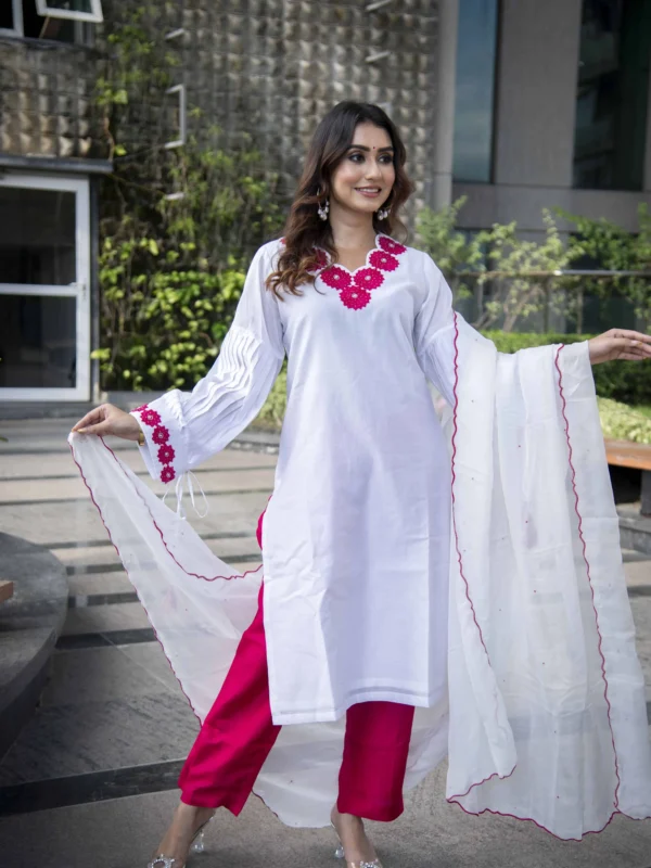 Phoolwari White Suit Set