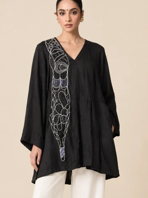 Black Butterfly Applique Tunic