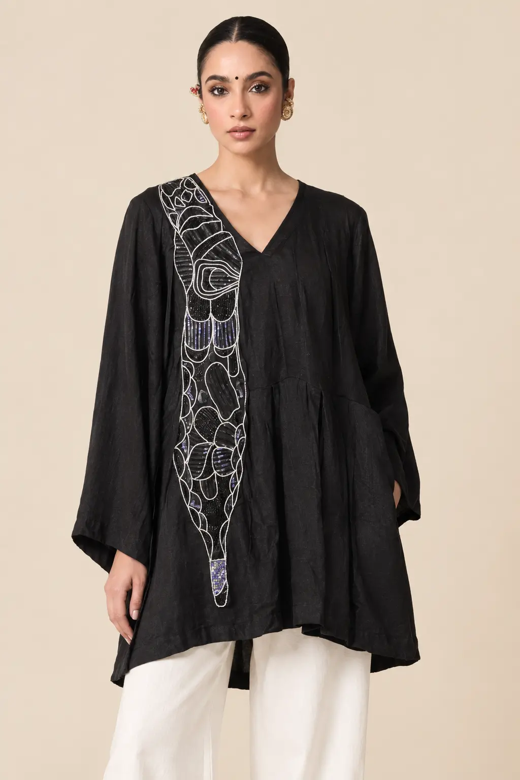Black Butterfly Applique Tunic