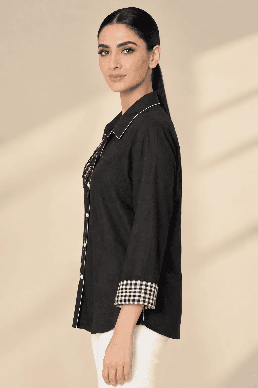 Abstract Cutout Shirt Black