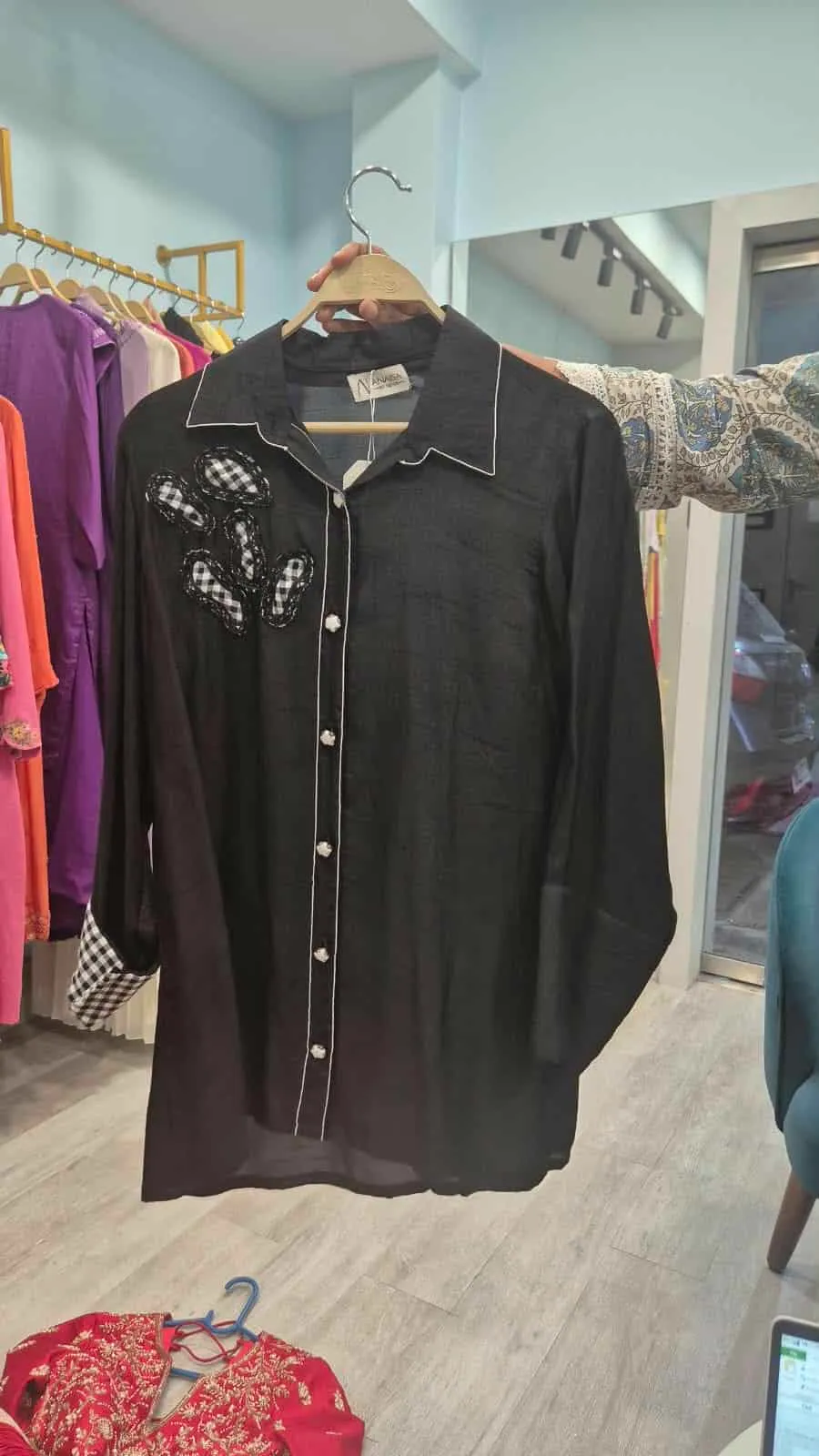 Abstract Cutout Shirt Black