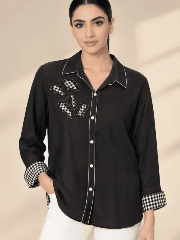 Abstract Cutout Shirt Black