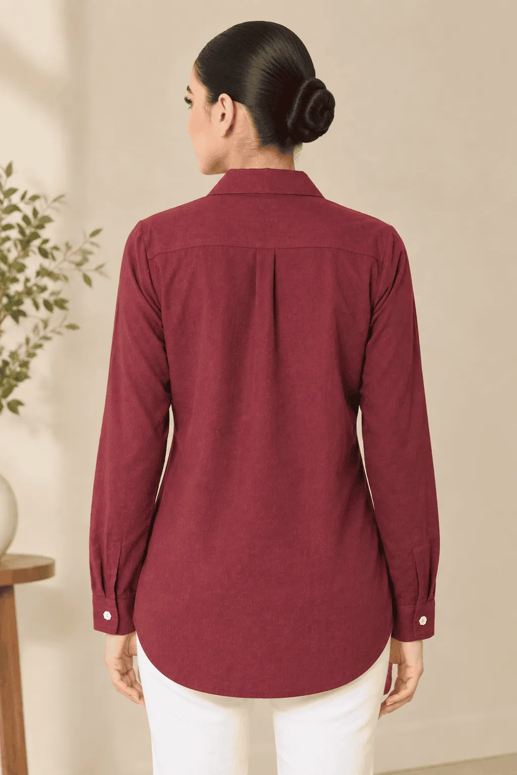Burgundy Heart Embroidery Shirt