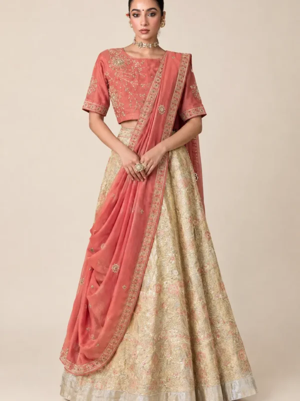 Rust Noor Drape Lehenga