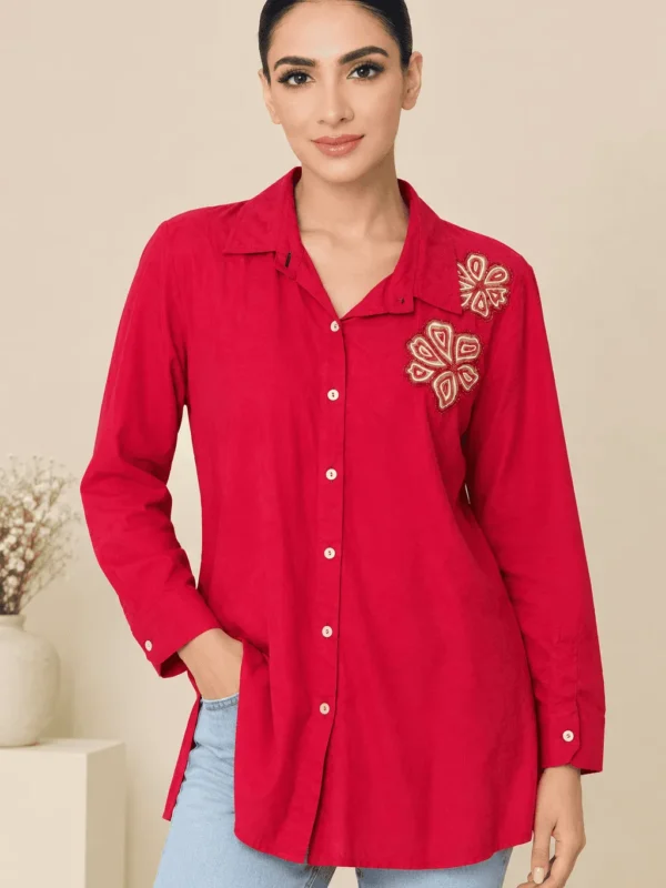 Crimson Floral Shirt