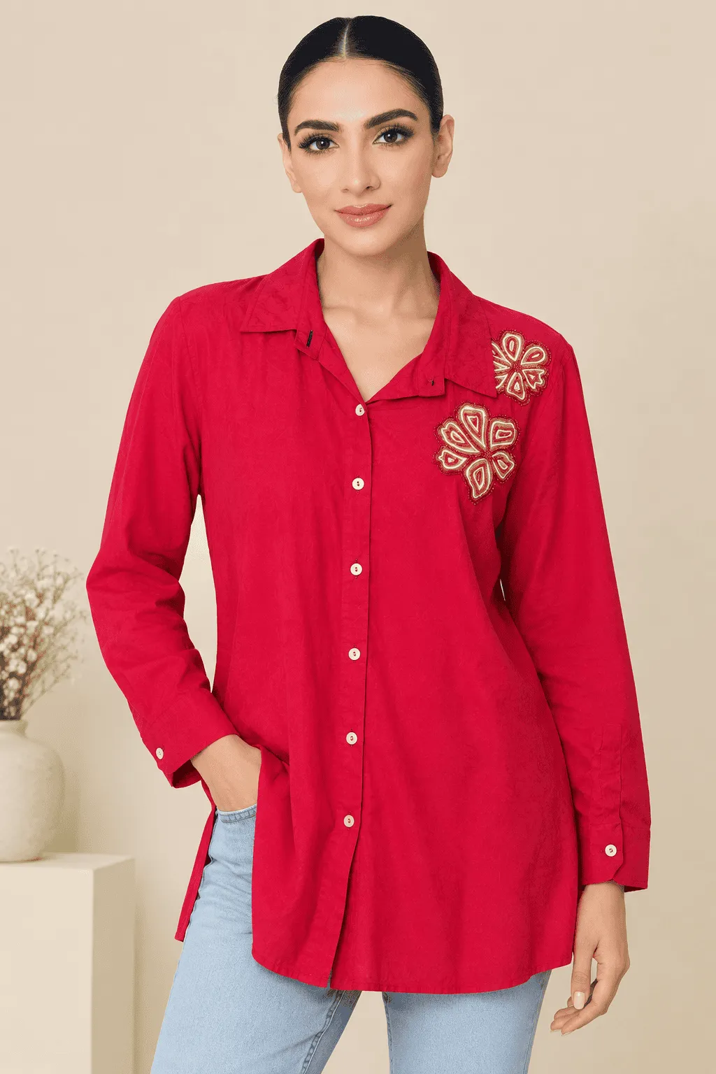 Crimson Floral Shirt