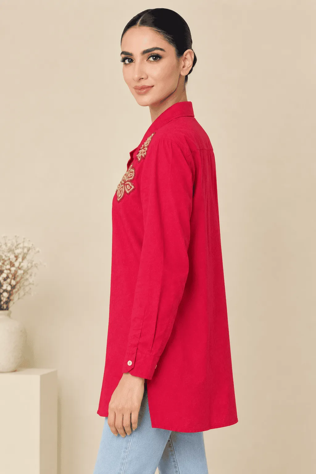 Crimson Floral Shirt