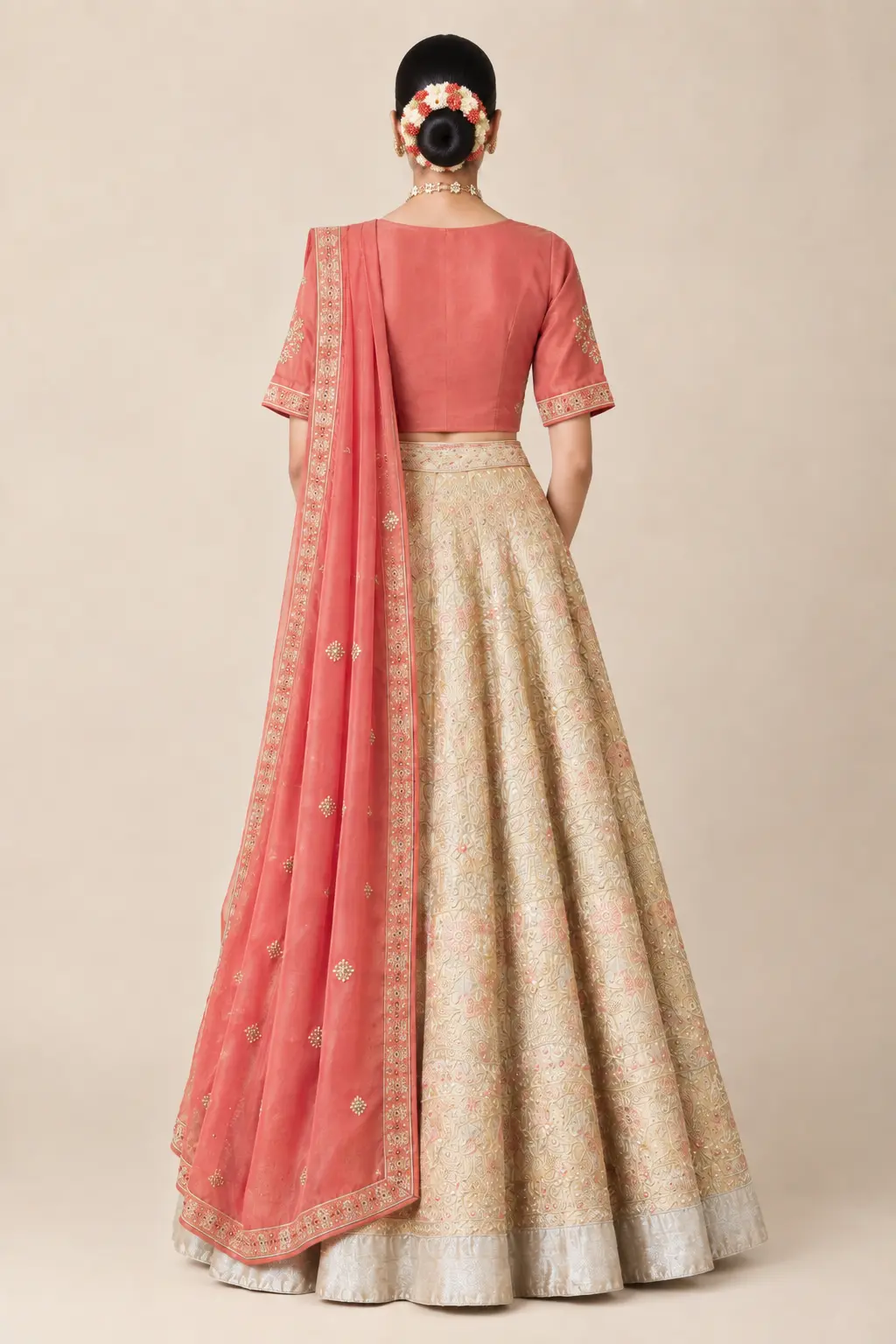 Rust Noor Drape Lehenga