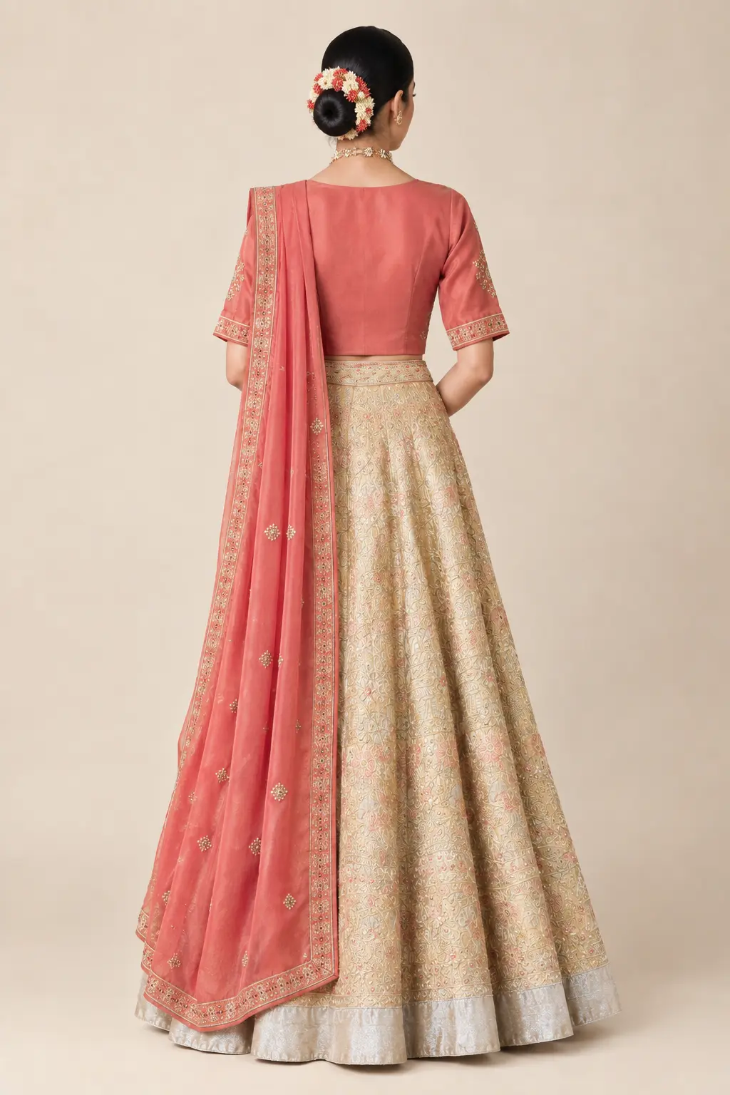 Rust Noor Drape Lehenga