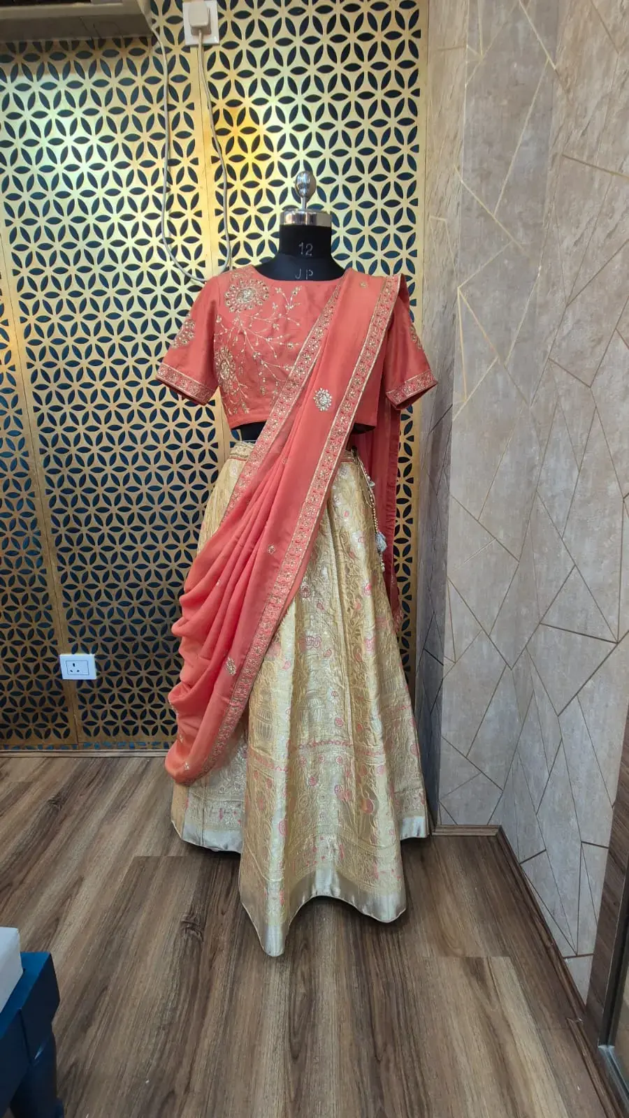 Rust Noor Drape Lehenga