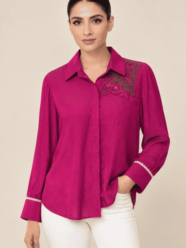 Midnight Magenta Crepe Shirt