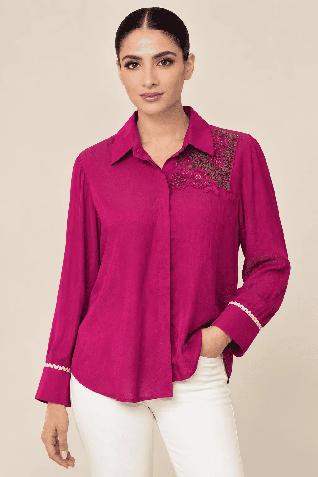 Midnight Magenta Crepe Shirt
