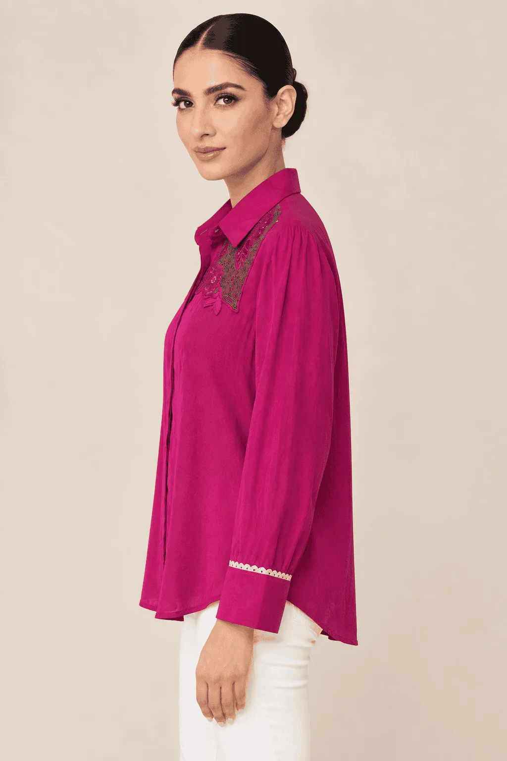 Midnight Magenta Crepe Shirt