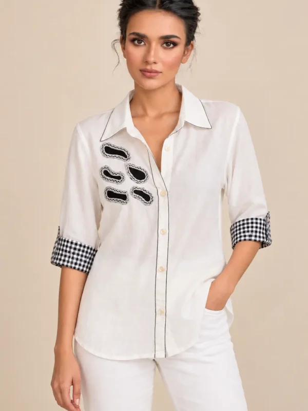 Abstract Cutout Shirt White
