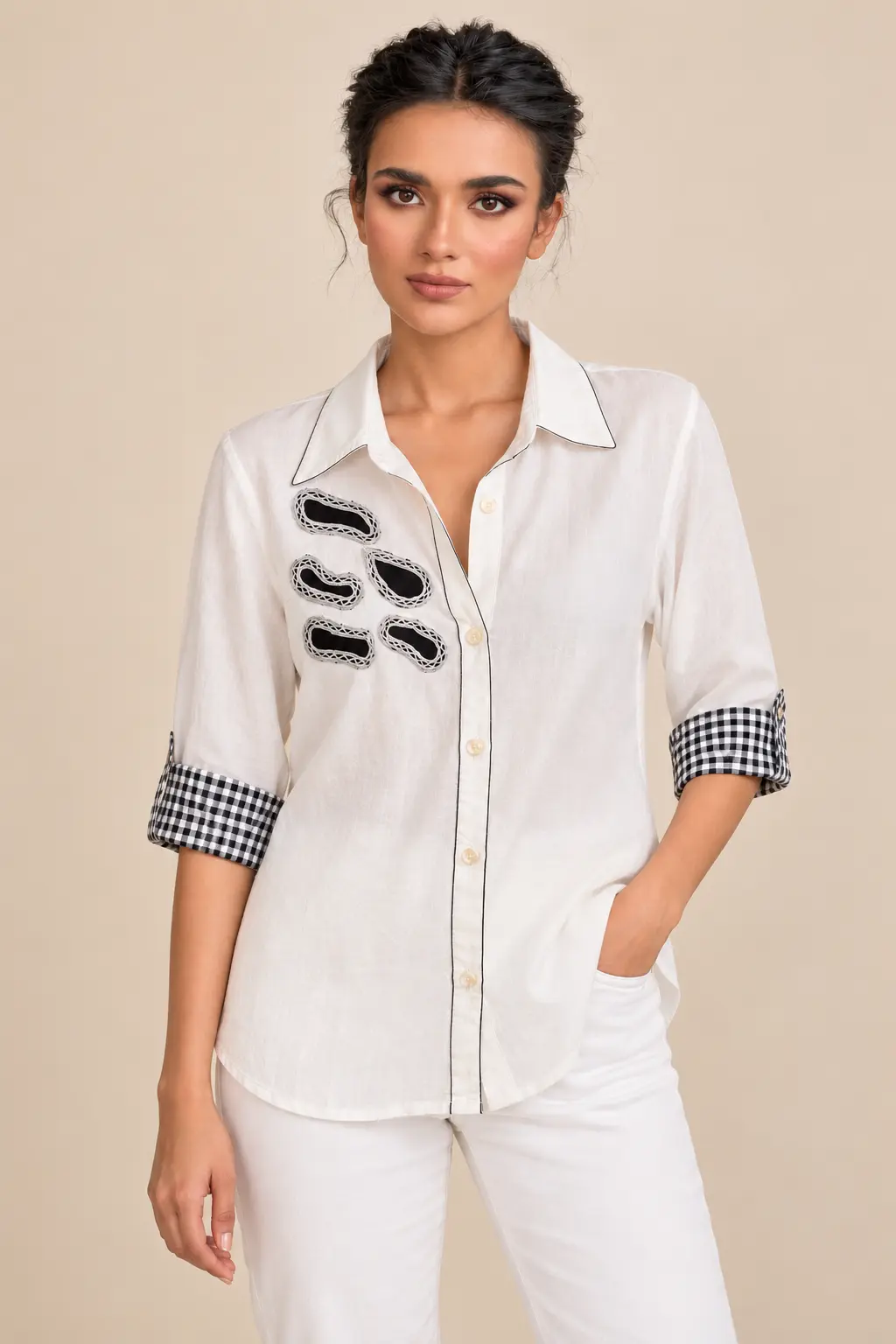 Abstract Cutout Shirt White