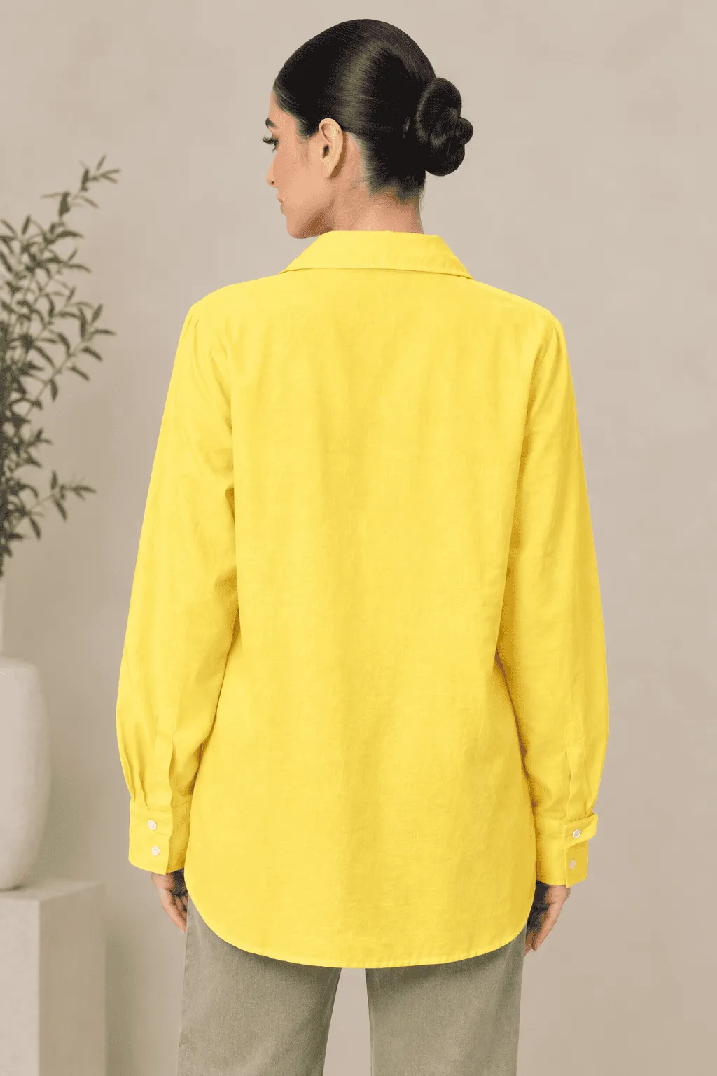 Boho Trim Crochet Mustard Shirt