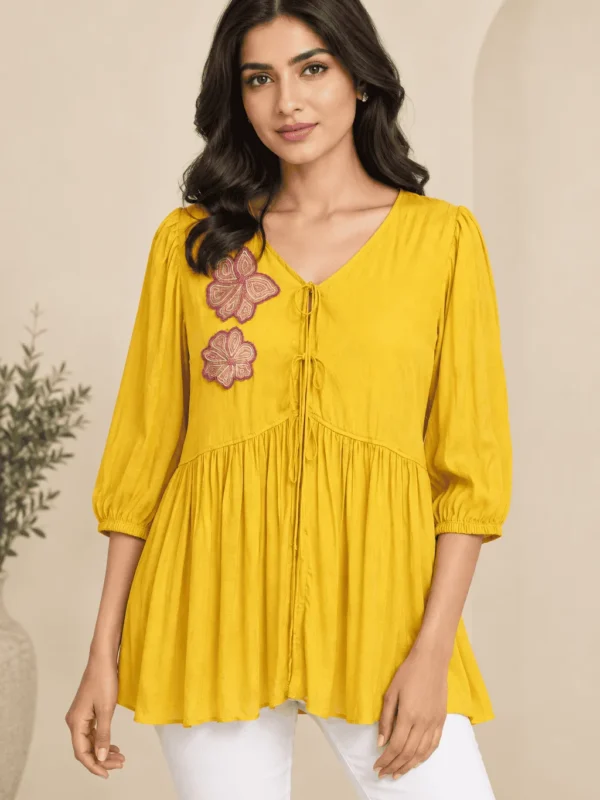 Yellow Floral Peplum Tunic
