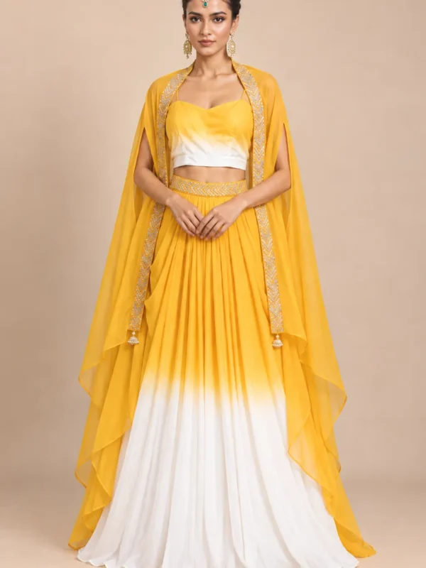 Haldi Noor Ivory And Yellow Lehenga Set