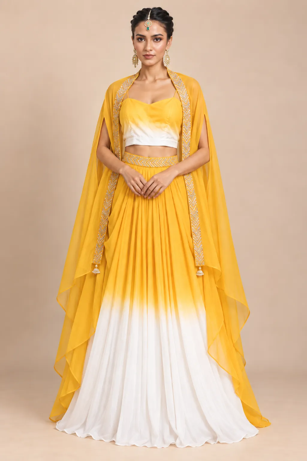 Haldi Noor Ivory And Yellow Lehenga Set