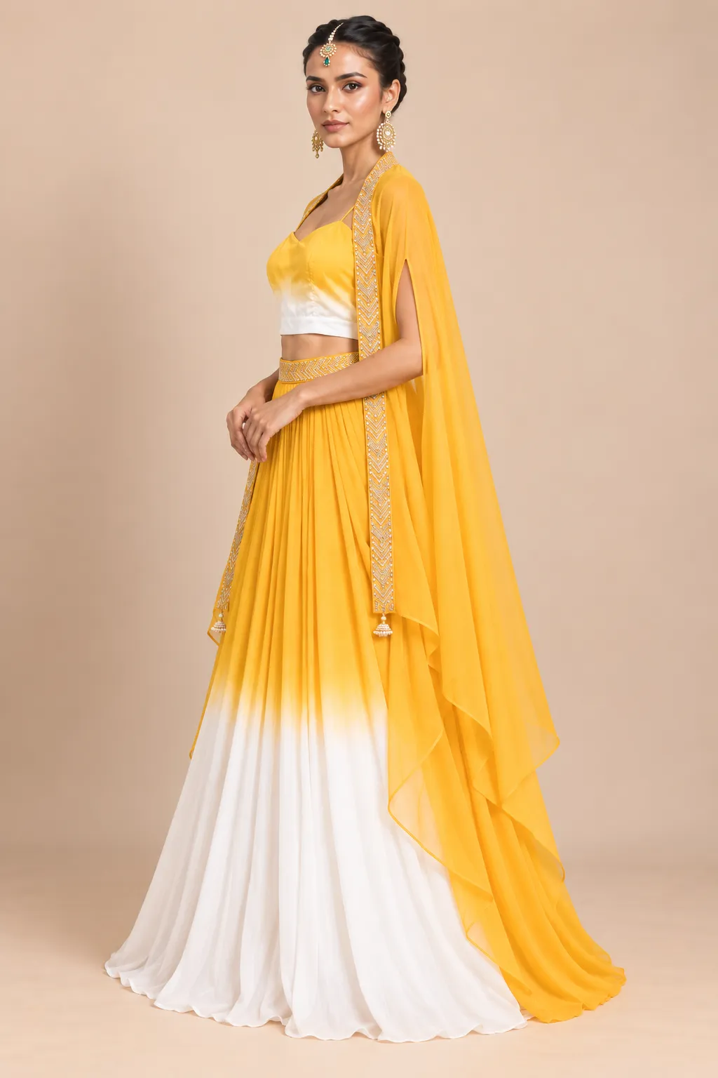 Haldi Noor Ivory And Yellow Lehenga Set