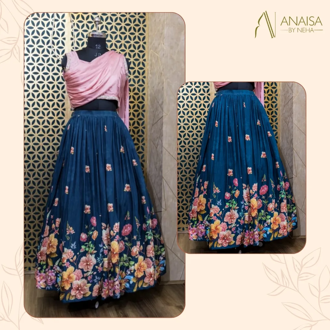 Blush Drape Floral Lehenga