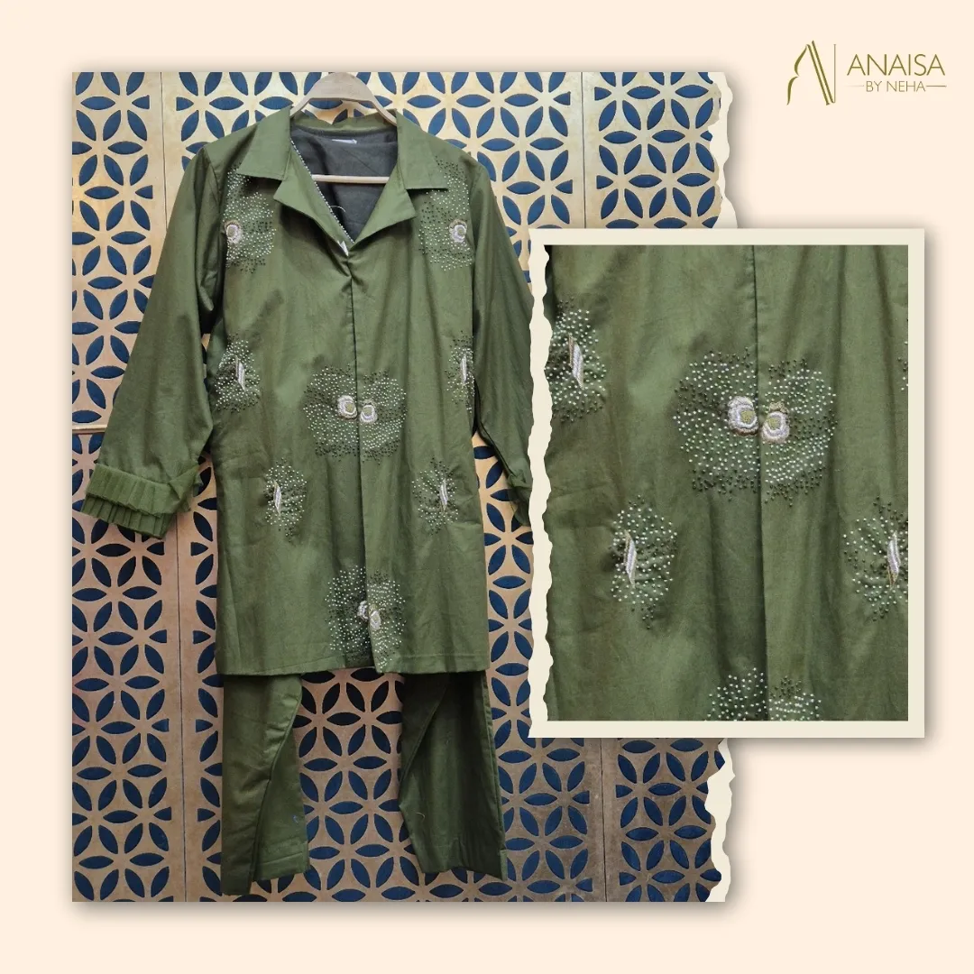 Olive Royale Embroidery Co-ord Set