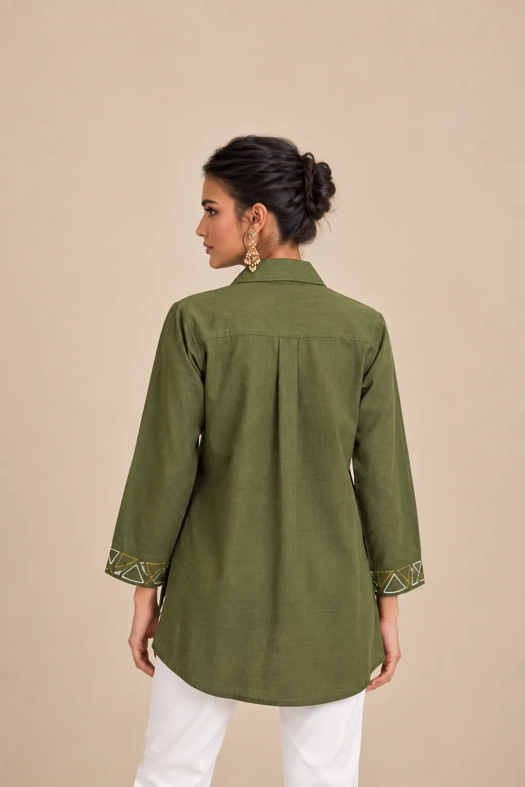 Olive Geometric Muse Shirt