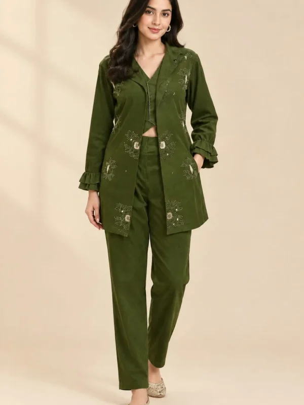 Olive Royale Embroidery Co-ord Set