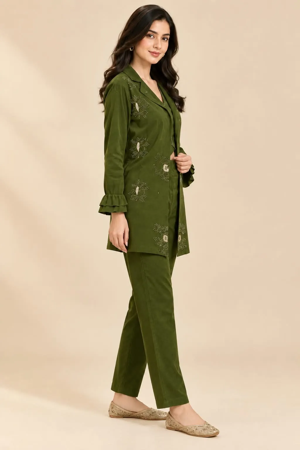 Olive Royale Embroidery Co-ord Set